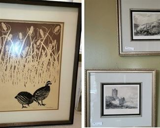 Framed Art and etchings