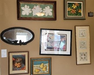 Framed art and mirrors