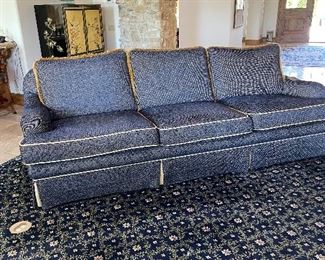 Gorgeous pair of 103” navy blue sofa s custom made with a mohair wool - very sofa and goose down feathers $3000 each 