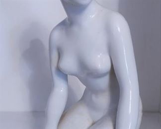 .Budapest Aquincum Hand Painted Nude Female Porcelain Figurine, Vintage