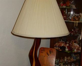 Unique inlaid wood lamp