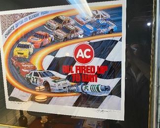 Sam Bass “All Fired Up To Win” Original Signed Sam Bass, Sam Bass Framed, Sam Bass Original Signed Proof.