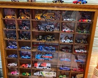 Nascar Collectible Cars/Cards Collection- Selling As Set In This Glass Case As Seen
