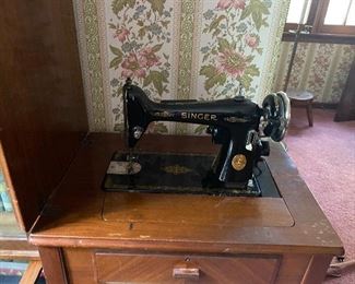 Singer sewing machine and cabinet