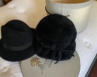 Vintage hats and hat box