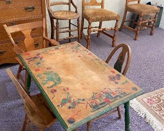 Vintage wood child's table and chairs