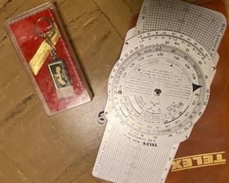 TELEX aviation computer with case, flashlight keychain