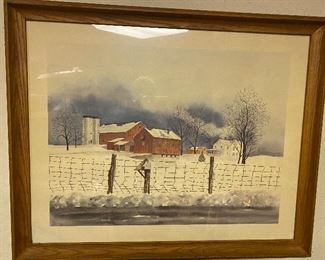 Framed farm scene