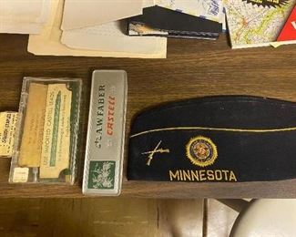 Vintage writing tools, American Legion hat