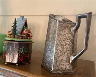 Vintage Christmas music box, pitcher