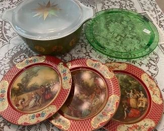 Pyrex, Depression glass, tin plates