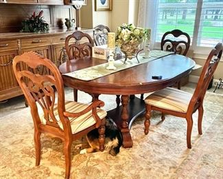 beautiful cherry dining table, 6 dining chairs