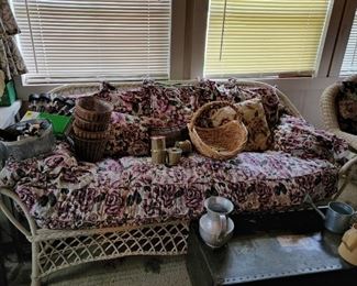 Rattan furniture includes rockers, chair, settee 