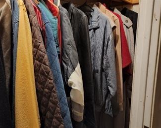 Lots of women's and men's jackets and coats