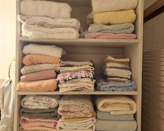 Towels, hand towels, wash cloths, sheets, pillow cases in various sizes & colors 
