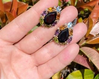 Garnet and Colored Stones Earrings 