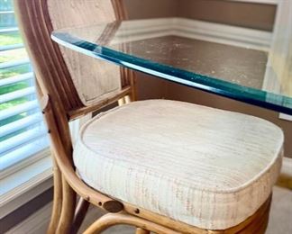 Upholstered Rattan Chairs 4 set