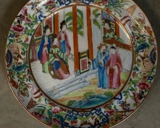 Antique Chinese Export gold-rimmed plate - 2 available. Each measures 9" D. Photo 2 of 3. 