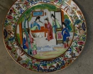 Antique Chinese Export gold-rimmed plate - 2 available. Each measures 9" D. Photo 1 of 3. 