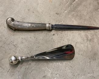 English sterling silver letter opener and shoe horn. 