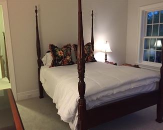 Baker Furniture Historic Charleston Collection Georgian carved mahogany Queen size four-poster rice bed. Photo 1 of 2. 