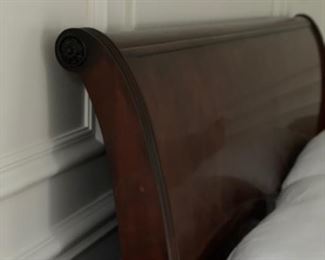 Henredon King sleigh bed with low footboard in sterling finish.  Handmade Shifman mattress & boxspring set available, too. Photo 5 of 6. 