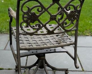 William Patio Furniture oval wrought iron dining table and set of 6 chairs - 2 swivel and four arm chairs. Photo 4 of 5. 