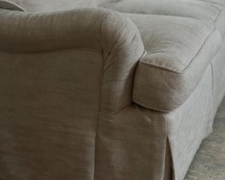 Walter E. Smithe three-seat neutral upholstered sofa. Measures 82" W  x 40" D.  Photo 3 of 4. 