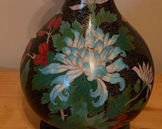 Pair of cloisonné vases turned into lamps. Photo 2 of 3. 