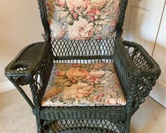 Vintage Henry Link Smithsonian Collection wicker rocker with built-in magazine rack.  Wicker chair available, too. Photo 1 of 4. 