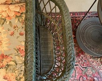 Vintage Henry Link Smithsonian Collection wicker settee with built-in magazine rack. Photo 2 of 2.