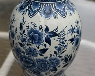 Pair of Delft Blue & White Floral Pots. Each measures 10" H. Photo 3 of 5. 