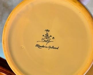 Pair of Delft Blue & White Floral Pots. Each measures 10" H. Photo 5 of 5. 