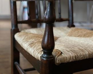 Set of 8 Vintage Pine rush seat dining chairs. Set includes 2 Captain and 6 arm chairs. Each measures 22" x 20" D with 19" seat height. Photo 3 of 5. 