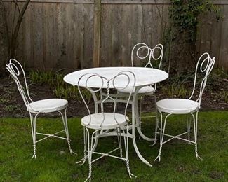 Vintage pedestal soda shop table & chair set. Photo 1 of 3. 