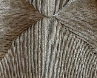 Set of 8 Vintage Pine rush seat dining chairs. Set includes 2 Captain and 6 arm chairs. Each measures 22" x 20" D with 19" seat height. Photo 4 of 5. 