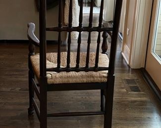 Set of 8 Vintage Pine rush seat dining chairs. Set includes 2 Captain and 6 arm chairs. Each measures 22" x 20" D with 19" seat height. Photo 2 of 5. 
