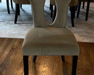 Set of 8 key-hole dining chairs upholstered in performance suede. Each measures 21" W x 22" D x 37" H with 19" seat height. Photo 3 of 3. 