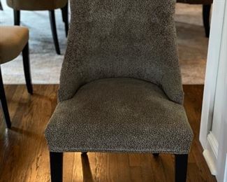 Set of 2 cheetah print upholstered dining chairs with nailhead trim. Photo 1 of 3. 