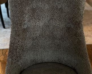 Set of 2 cheetah print upholstered dining chairs with nailhead trim. Photo 3 of 3. 