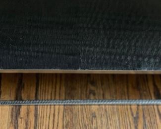 Vintage Minotti cocktail table / low console with resin-coasted exotic wood top and brushed metal shelf - 2 available. Each measures 71" W x 24"D x 20" H. Photo 4 of 4. 