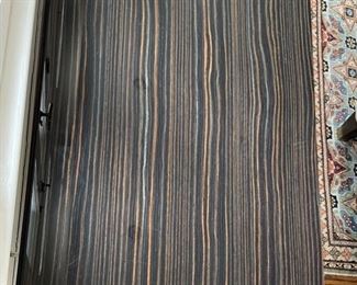 Vintage Minotti cocktail table / low console with resin-coated exotic wood top and brushed metal shelf - 2 available. Each measures 71" W x 24"D x 20" H. Photo 2 of 4. 