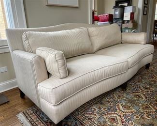 Bernhardt serpentine front upholstered sofa in neutral herringbone fabric - 2 available. Each measures 88" W x 40" D x 37" H. Photo 1 of 2.