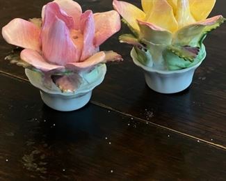 Capodimonte flower bud salt & pepper shakers.