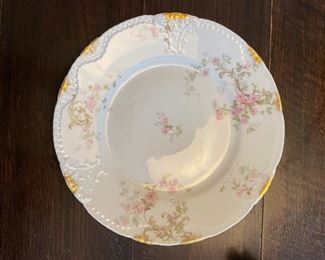 Theodore Haviland Limoges China. Pieces include: 12 tea cups & saucers, 5 fruit bowls and 12 dinner plates. 
