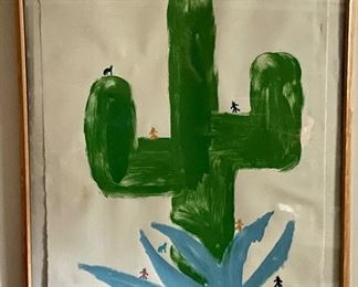 Jay Fay "Coyote Cactus." 1987. Measures 42" x 59" Photo 1 of 3. 