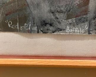 Jay Fay. "Red & Blue Buffalo." Measures 51" x 41." Photo 2 of 3. 