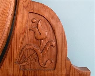 Antique Victorian-style hand-carved pine chest of drawers with two brass swing arm candle holders. Measures 37" W x 21" D x 73" H. Photo 4 of 4. 