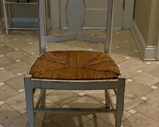 Set of 6 Crate & Barrel distressed finish chairs with rush seats. Each measures 21" W with 18" seat height. Photo 1 of 3. 