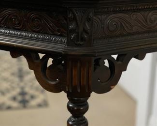 Antique hand-carved demi-lune table. Measures 36" W x 15" D x 32" H. Beautiful as is but paint for a coastal look and feel. Photo 3 of 3. 